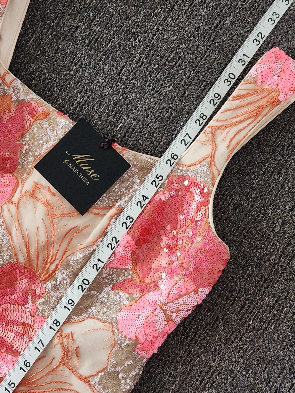 🆕️ 🌺Muse by Marchesa🌺 - Pink/Red/Champagne/Cream Romy Sequin Cocktail Dress - Picture 15 of 15